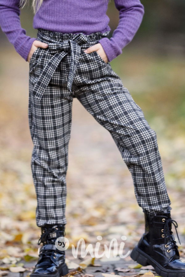 Teplé karo kalhoty se zavazováním