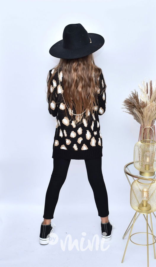 Leopard long svetřík černý