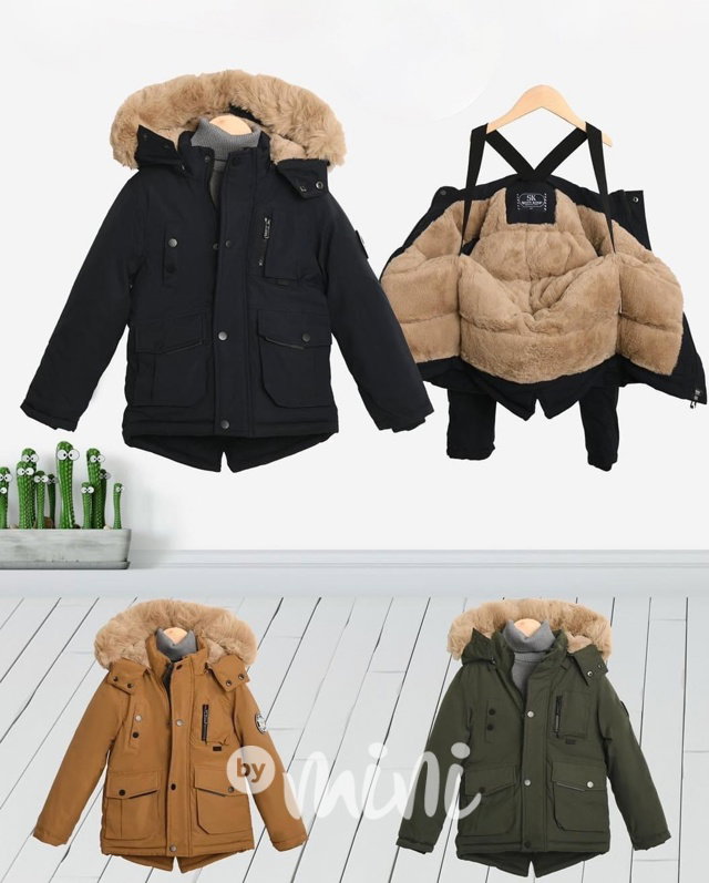 Zimní parka s kožíškem khaki