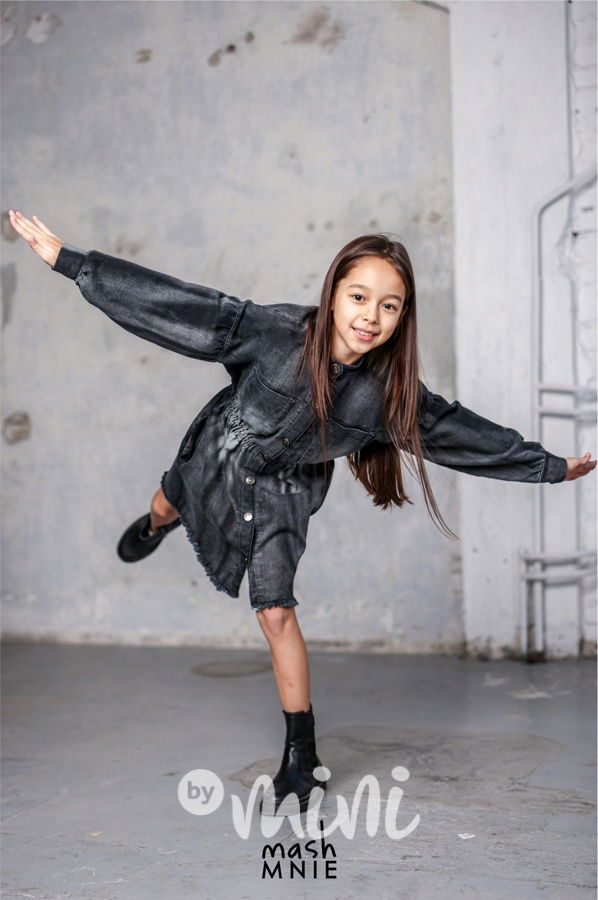 Mash Mnie soft denim šaty grafit