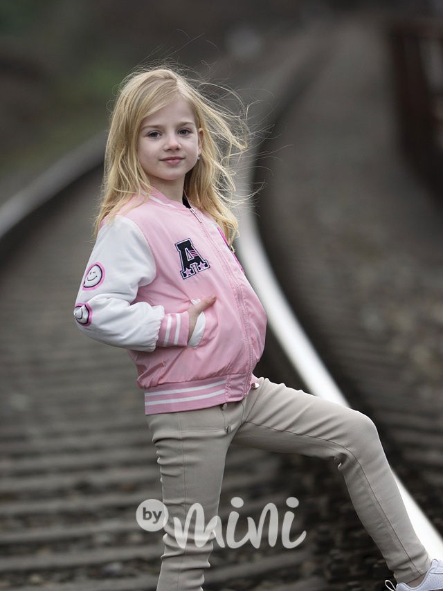 Jarní bomber bunda pink/white