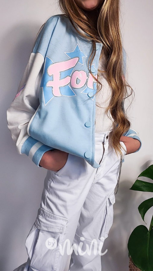 FORGET baseball bomber mikina light blue