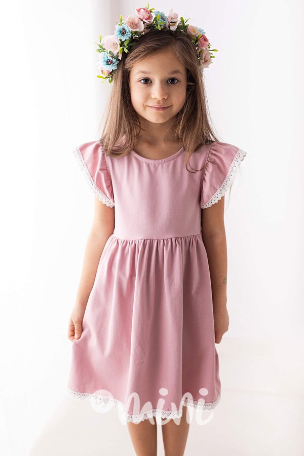 Lily Grey romantic boho šaty s krajkou pudder pink