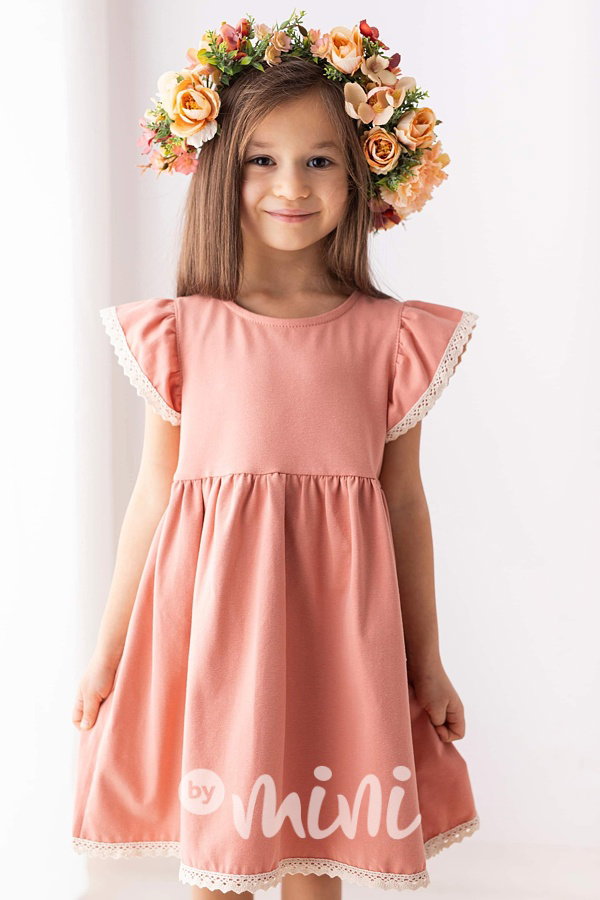 Lily Grey romantic boho šaty s krajkou peach
