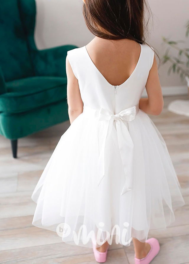 Luxusní šaty pro družičky flower pearl bílé
