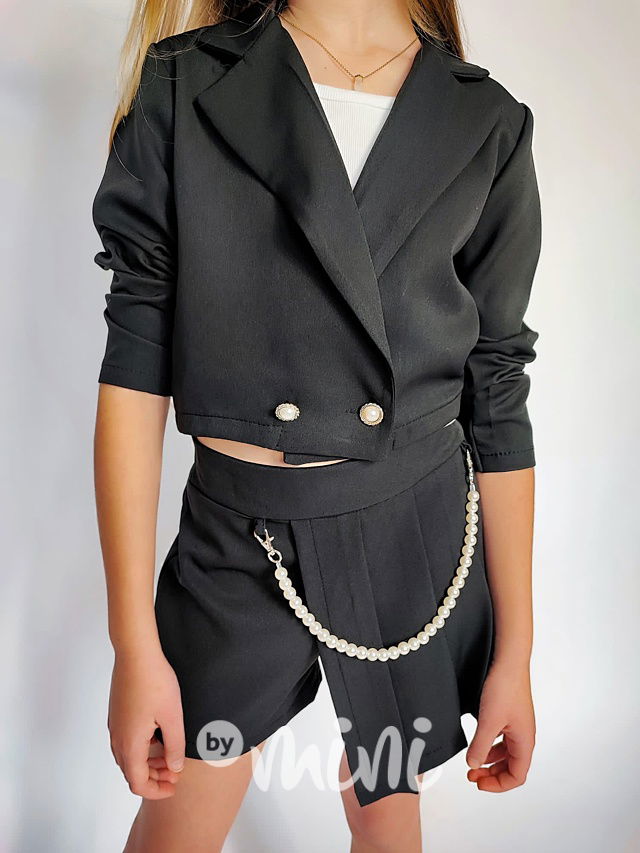 Crop sako + sukňokraťasy black