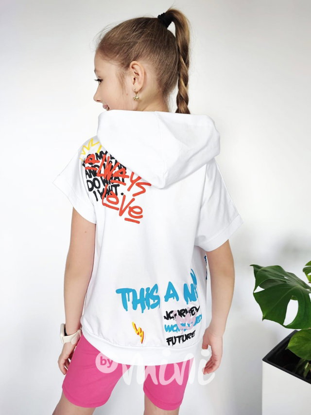 Graffiti hoodie triko bílé