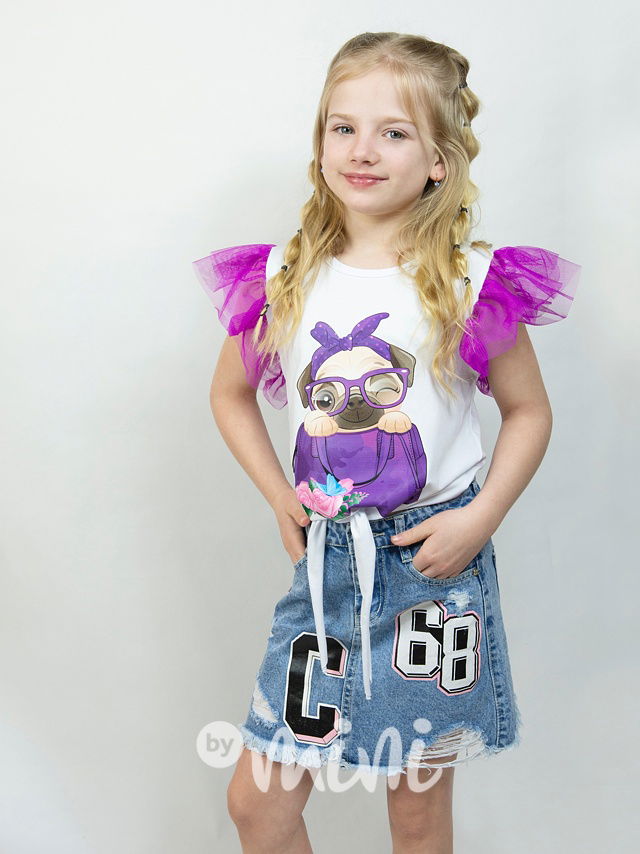 Mopsík triko s tylem lila