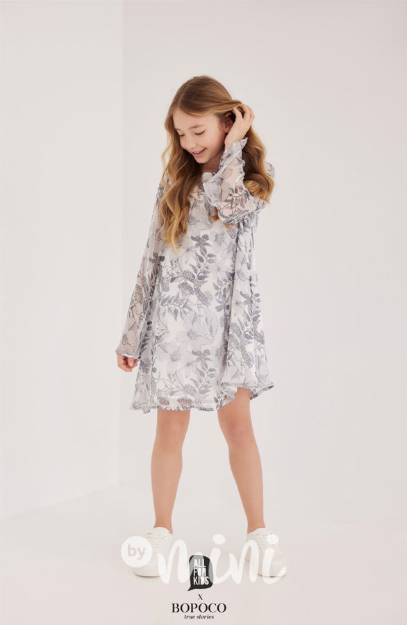 Květované Mini me grey šaty