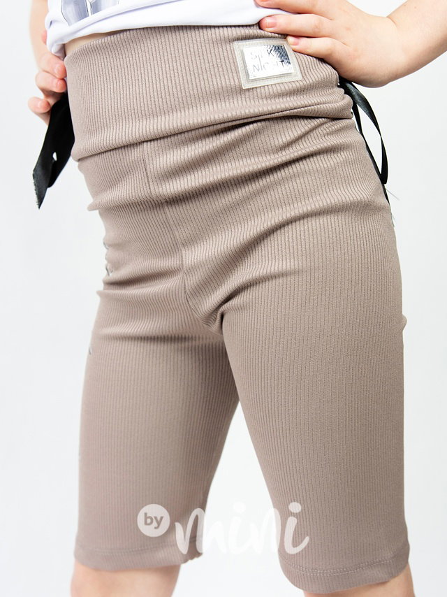 Žebrované sporty kraťasy beige