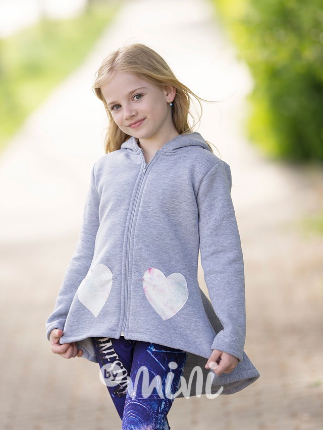 Bunny vyteplený mikčokabátek Flower šedý