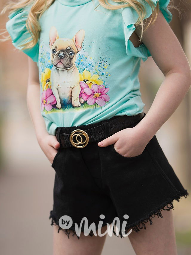 Stretch jeans kraťasy s páskem černé