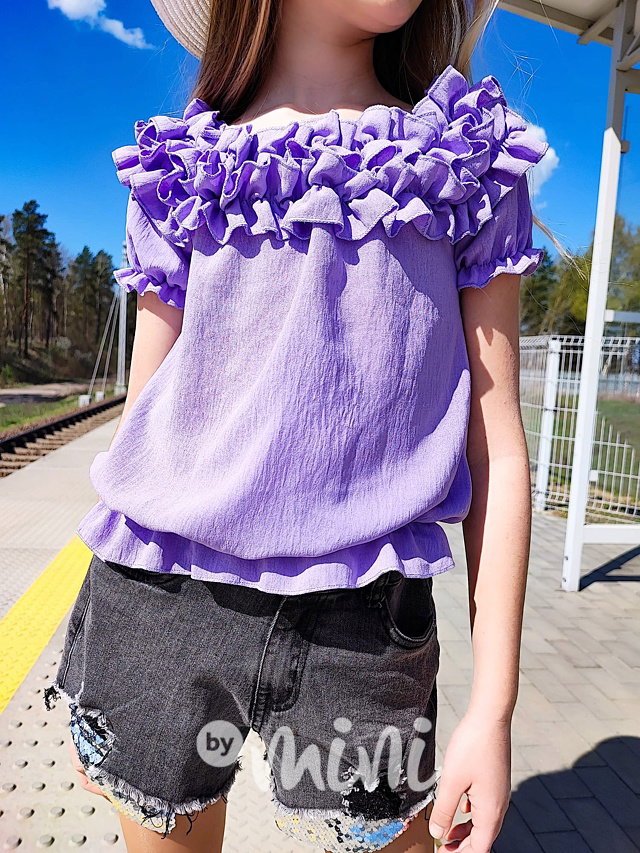 Hispánská crop blůzka lila
