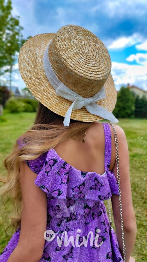 Butterfly lila šaty s kabelkou