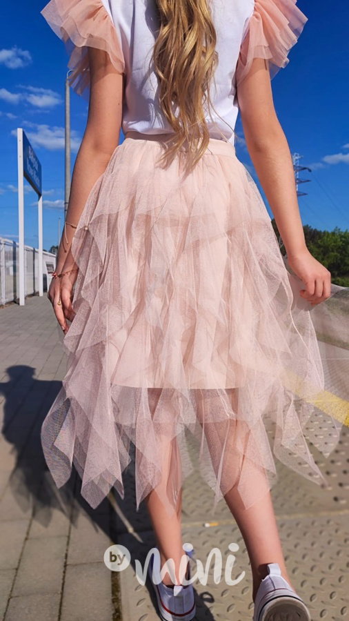 MIDI tylová dívčí sukně light pink