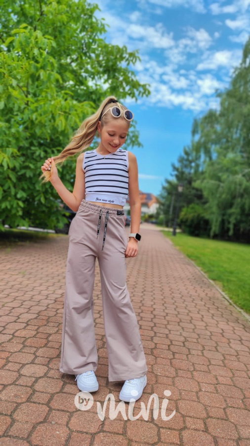 Fashion volné kalhoty béžové