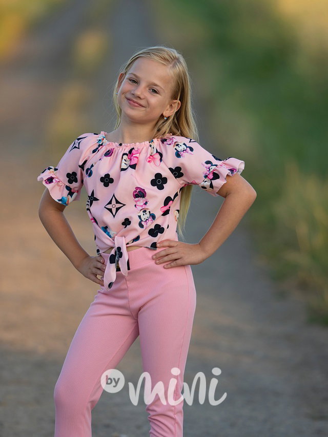 Žebrované jegginy pink