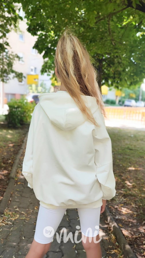 Oversize maxi hoodie mikina cream