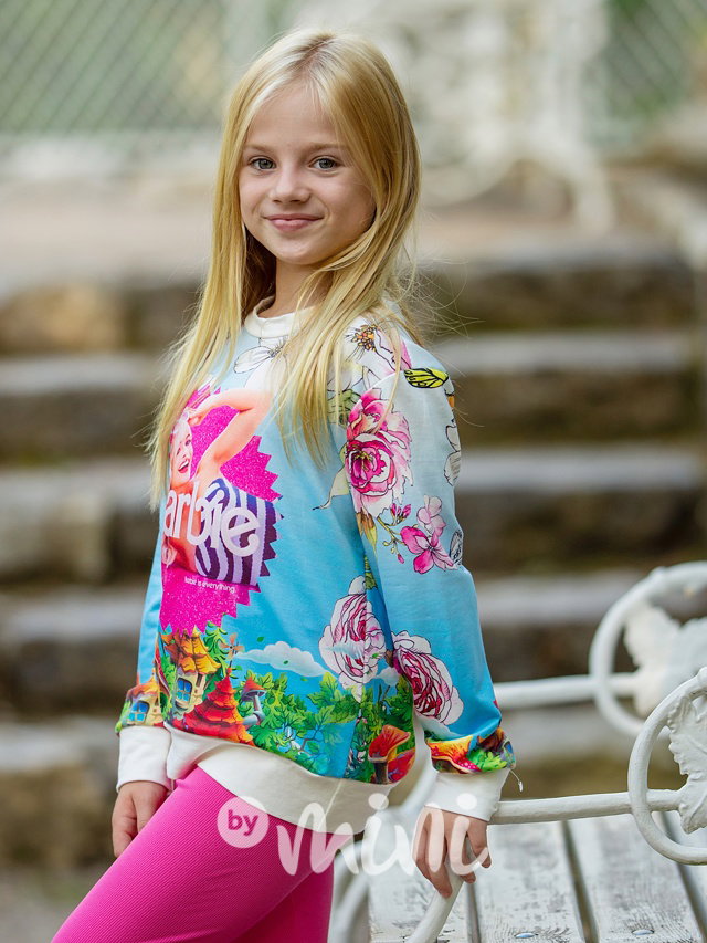 Mikina Barbie flowers blue