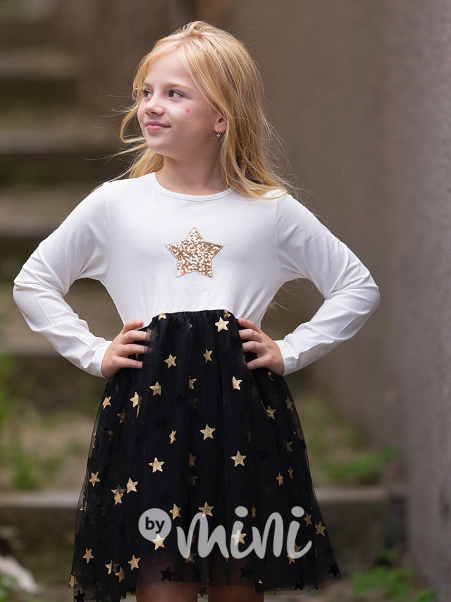 STARS šaty s tylem white/black