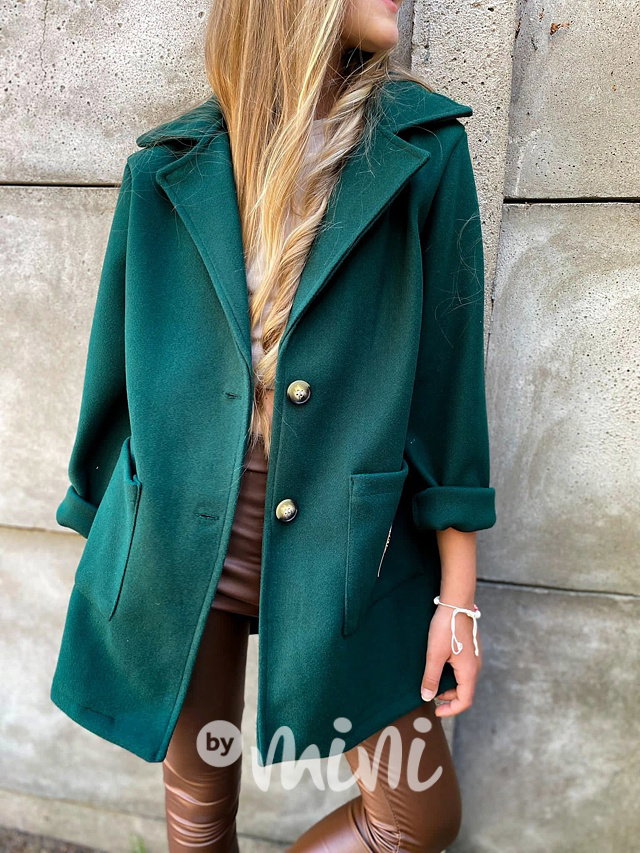 Flaušový kabát smaragd
