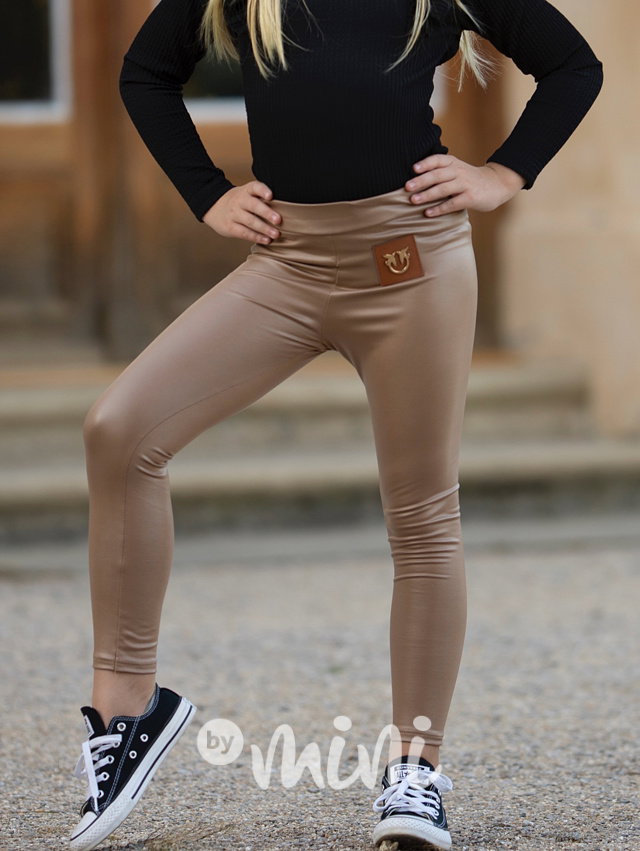 Eco leather legíny cappuccino