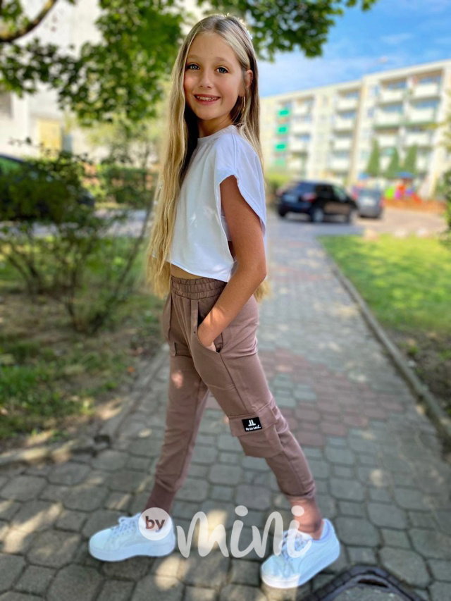 Cargo kalhoty s vysokým nápletem beige