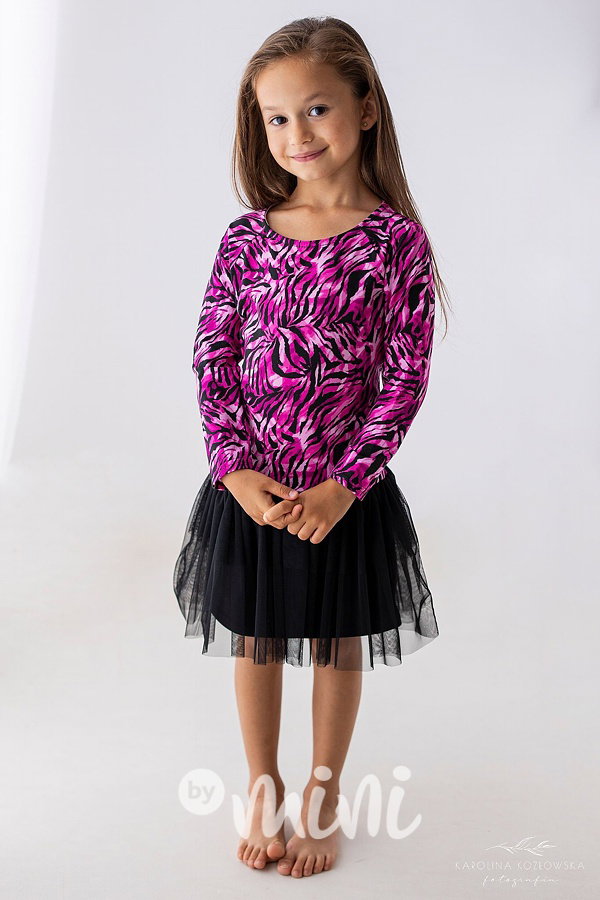 Lily Grey šaty s tylem pink zebra