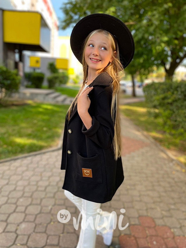 Flaušový kabát černý