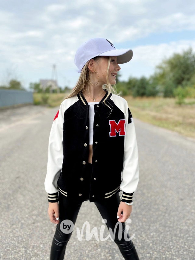 Eco leather sporty bomber black