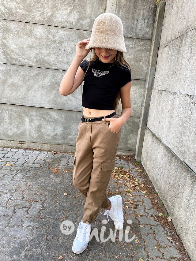 Cotton jeans kapsáče s páskem beige
