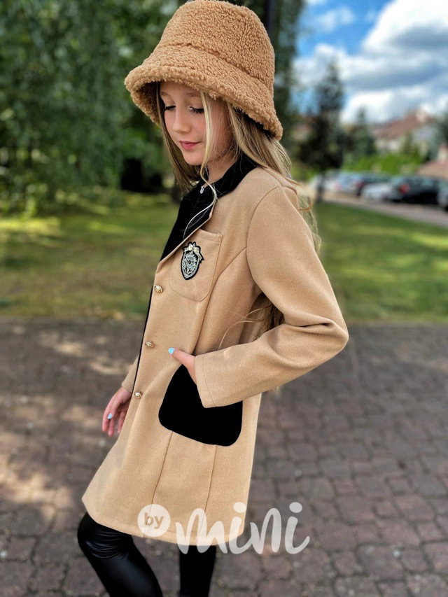 College flauš kabát beige/black