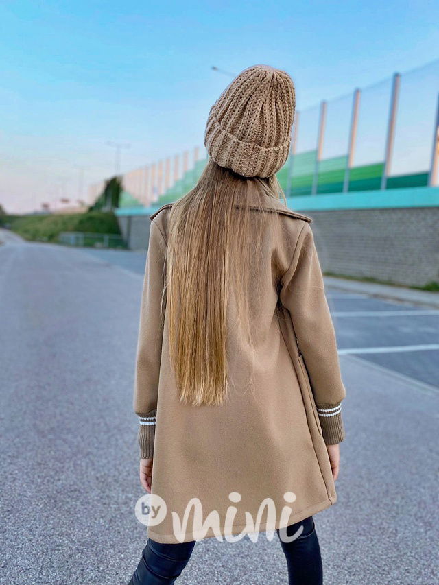 Flaušový kabát s náplety beige