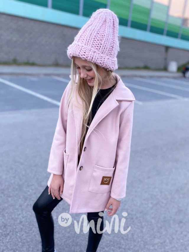 Flaušový kabát pink