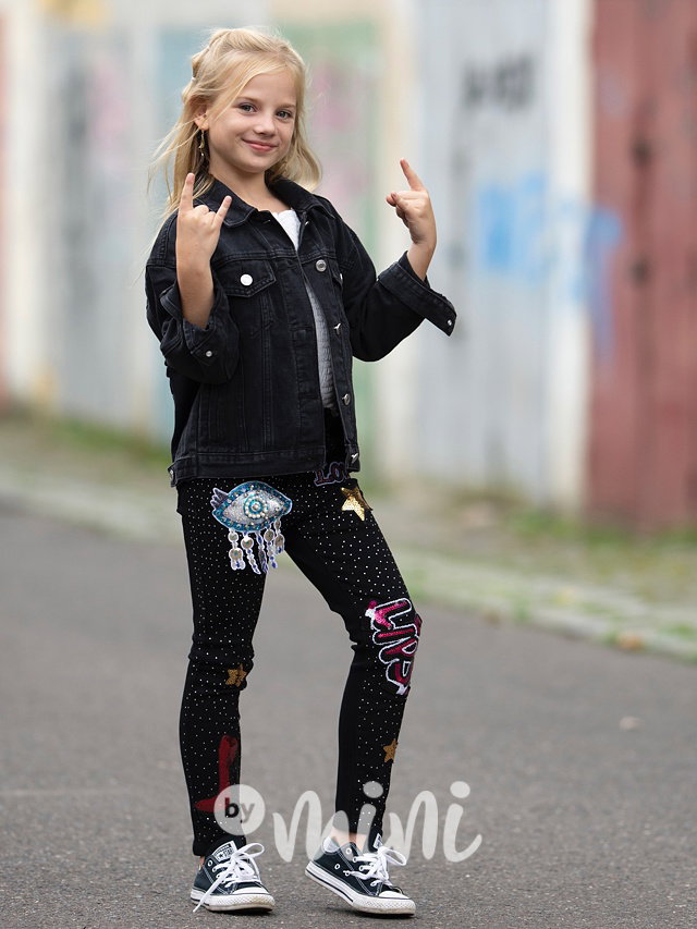 Fashion jeans bunda s aplikací black
