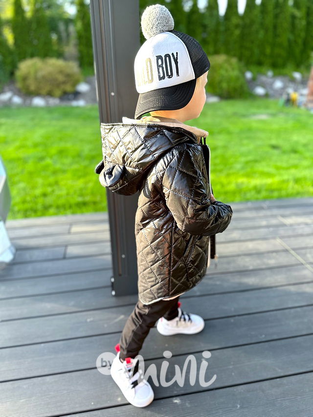 Prošívaná long bunda s ouškama black