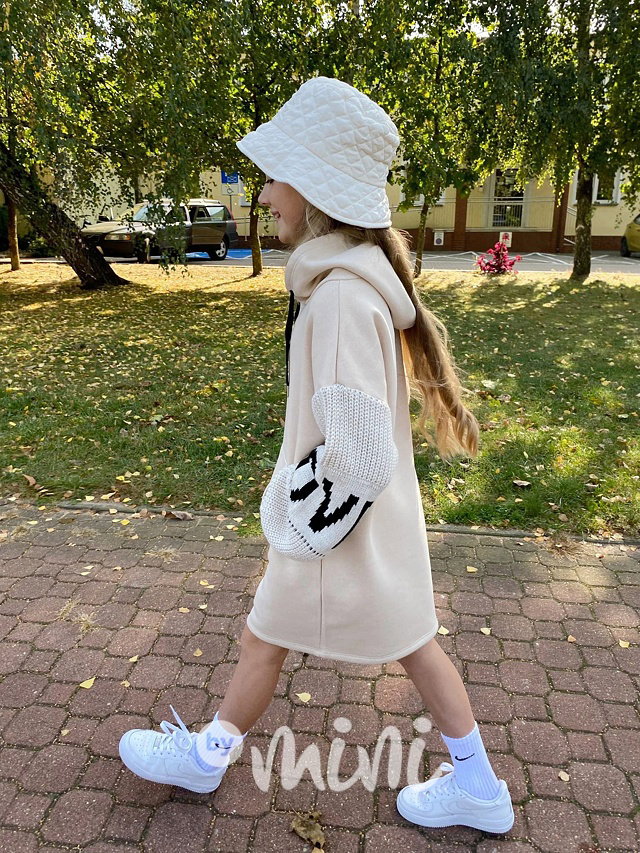 LOVE teplá hoodie mikina cream
