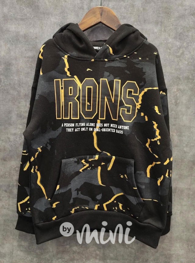 IRONS flísová mikina noir gold