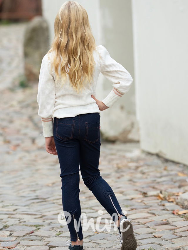 Bavlněné jeans jegginy s mašličkou