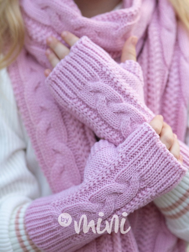 Čepice + šála + rukavice pink