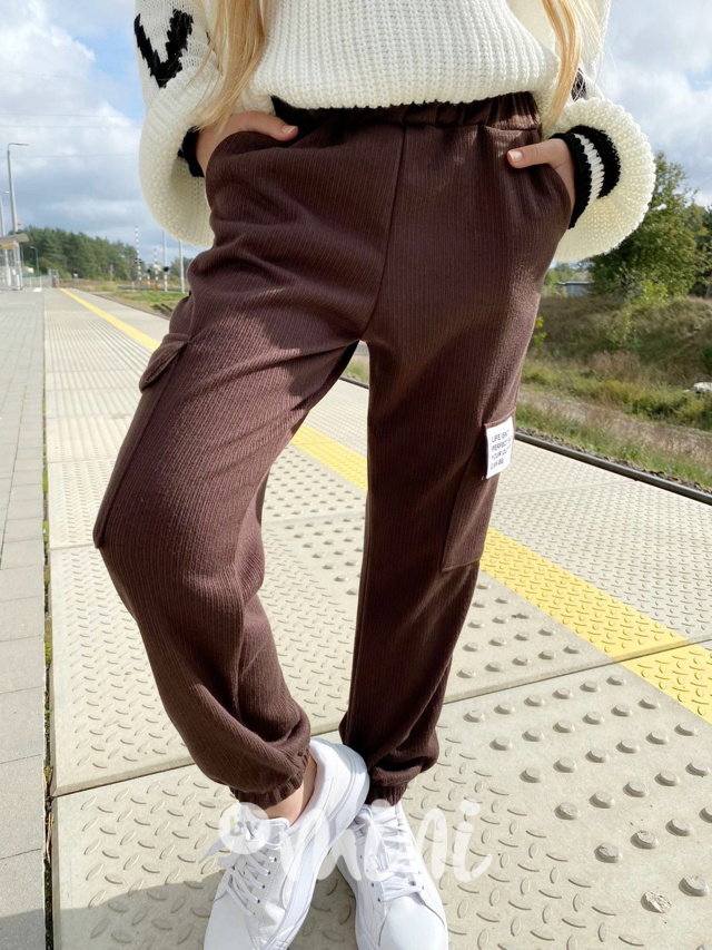 Žebrované cargo kapsáče cacao