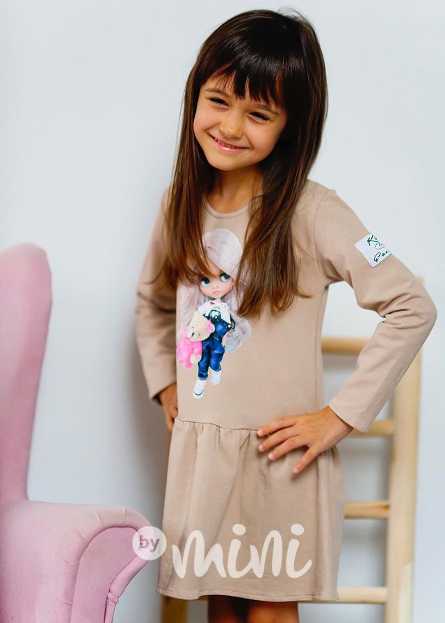 Bavlněné šaty cutie béžové