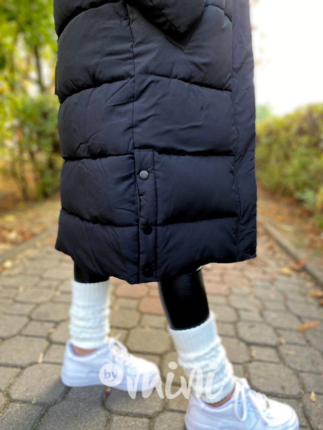 Ultra dlouhý zimní kabát černý