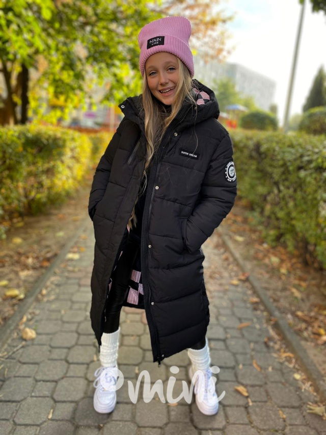 Ultra dlouhý zimní kabát černý