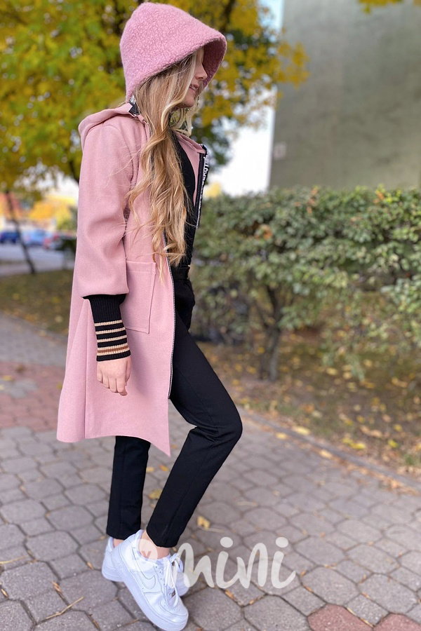 Fashion flauš kabátek s náplety pink