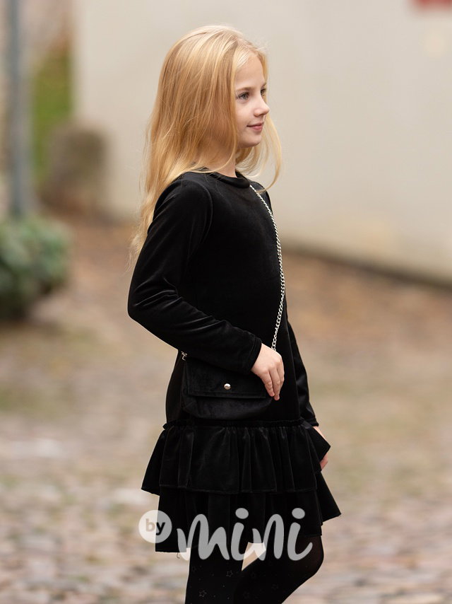 Soft velurové šaty s kabelkou black