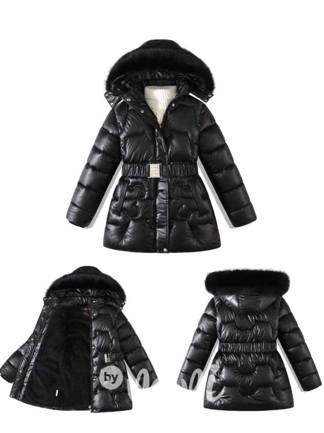 Černý zimní kabát s páskem