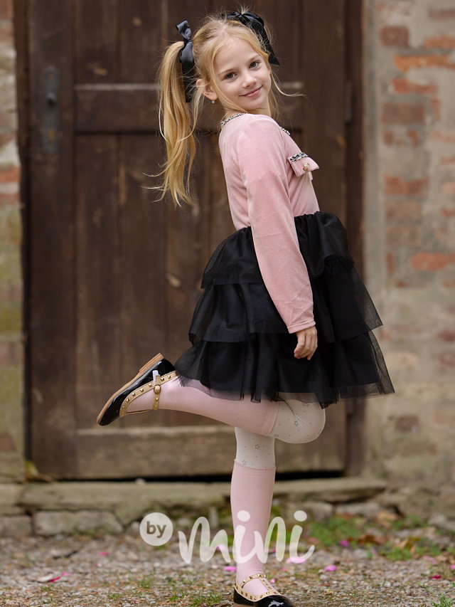 Pink velur šaty s tylem