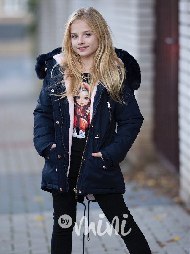 Blue/pink zimní parka