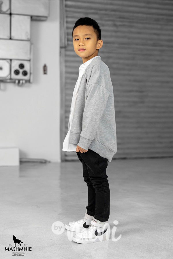 Mash Mnie cotton kardigan šedý